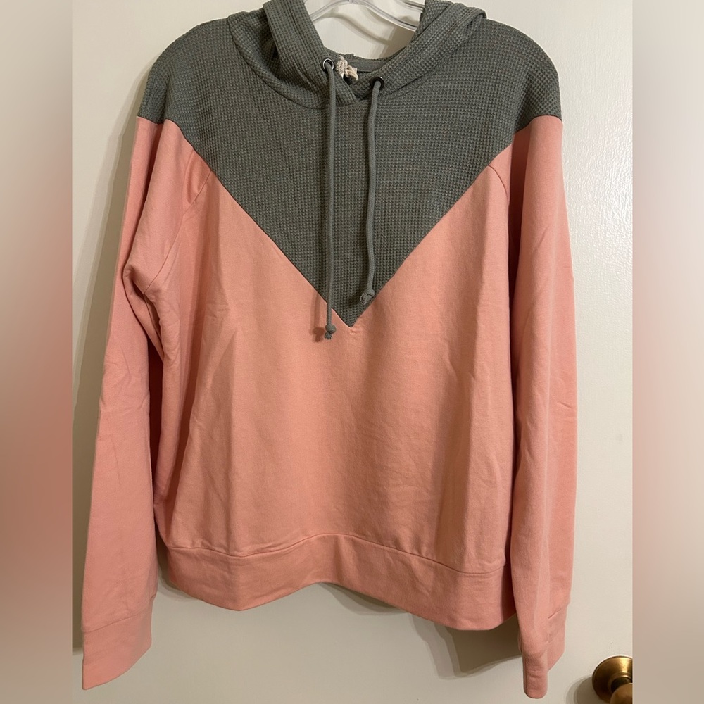 Hem & Thread Hoodie With Waffle Knit Contrast